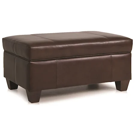 Storage Ottoman with Tapered Wood Legs